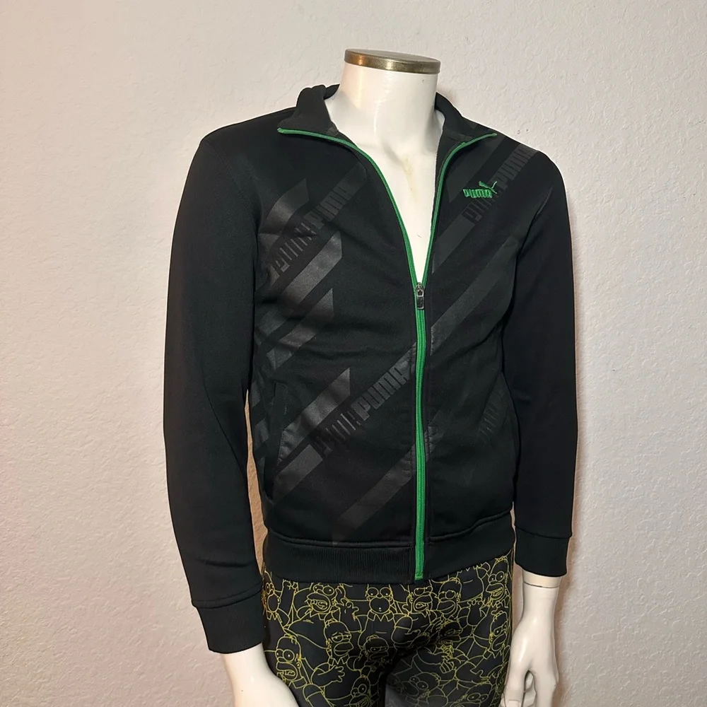 Puma Jacket  Boys Large Black/Green Full Zip New No Tag - Picture 3 of 11